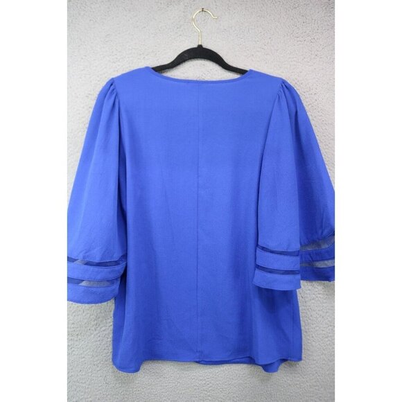 Umgee Royal Blue Bohemian Large Bell Mesh Trim Sleeves Top-Size Small - Picture 7 of 9